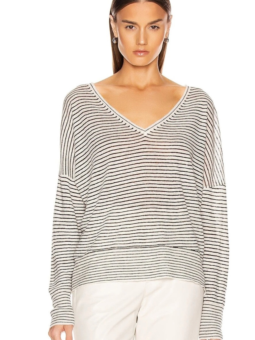 Nili Lotan Maggie Black Stripe Linen Sweater